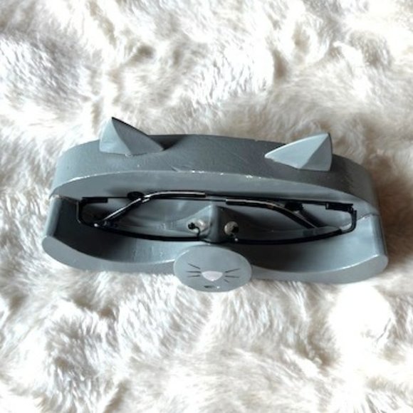 Wooden Kitty Cat Eye Glass Holder Vintage - Picture 8 of 11